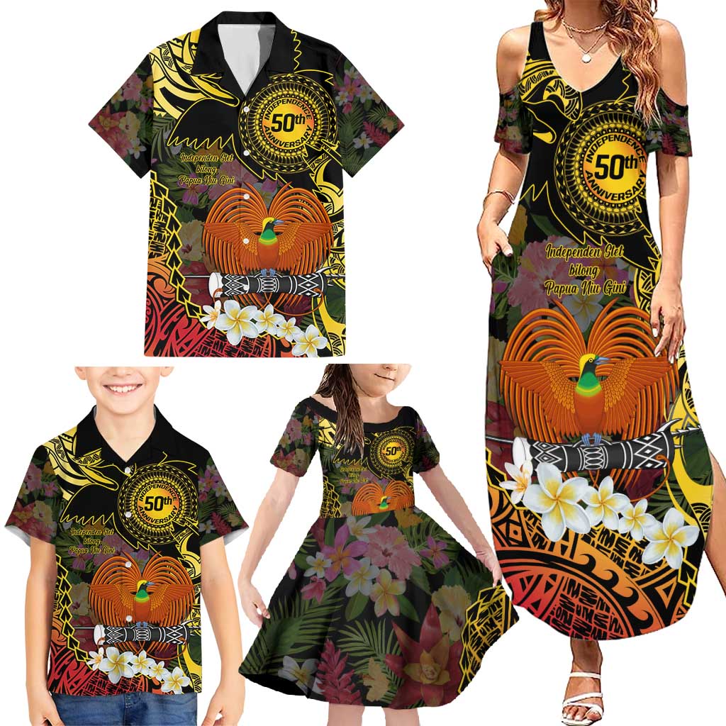 Papua New Guinea 50th Independence Anniversary Family Matching Summer Maxi Dress and Hawaiian Shirt Independen Stet bilong Papua Niu Gini LT14 - Polynesian Pride