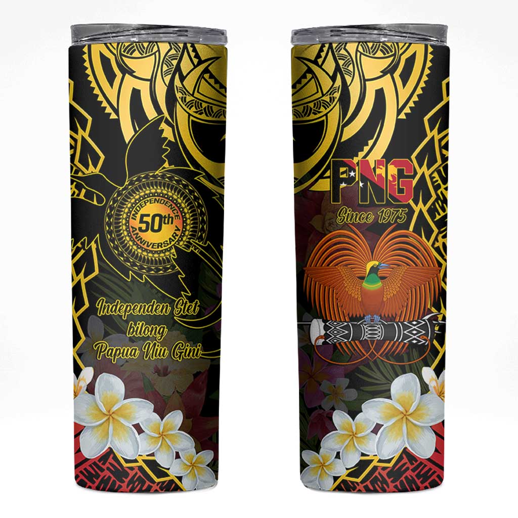 Papua New Guinea 50th Independence Anniversary Skinny Tumbler Independen Stet bilong Papua Niu Gini LT14 Black - Polynesian Pride