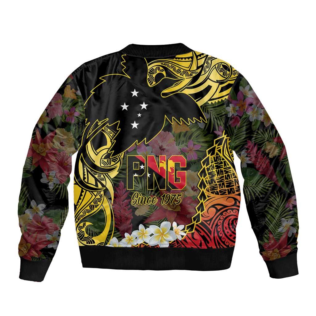 Papua New Guinea 50th Independence Anniversary Sleeve Zip Bomber Jacket Independen Stet bilong Papua Niu Gini LT14