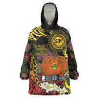 Papua New Guinea 50th Independence Anniversary Wearable Blanket Hoodie Independen Stet bilong Papua Niu Gini LT14 One Size Black - Polynesian Pride