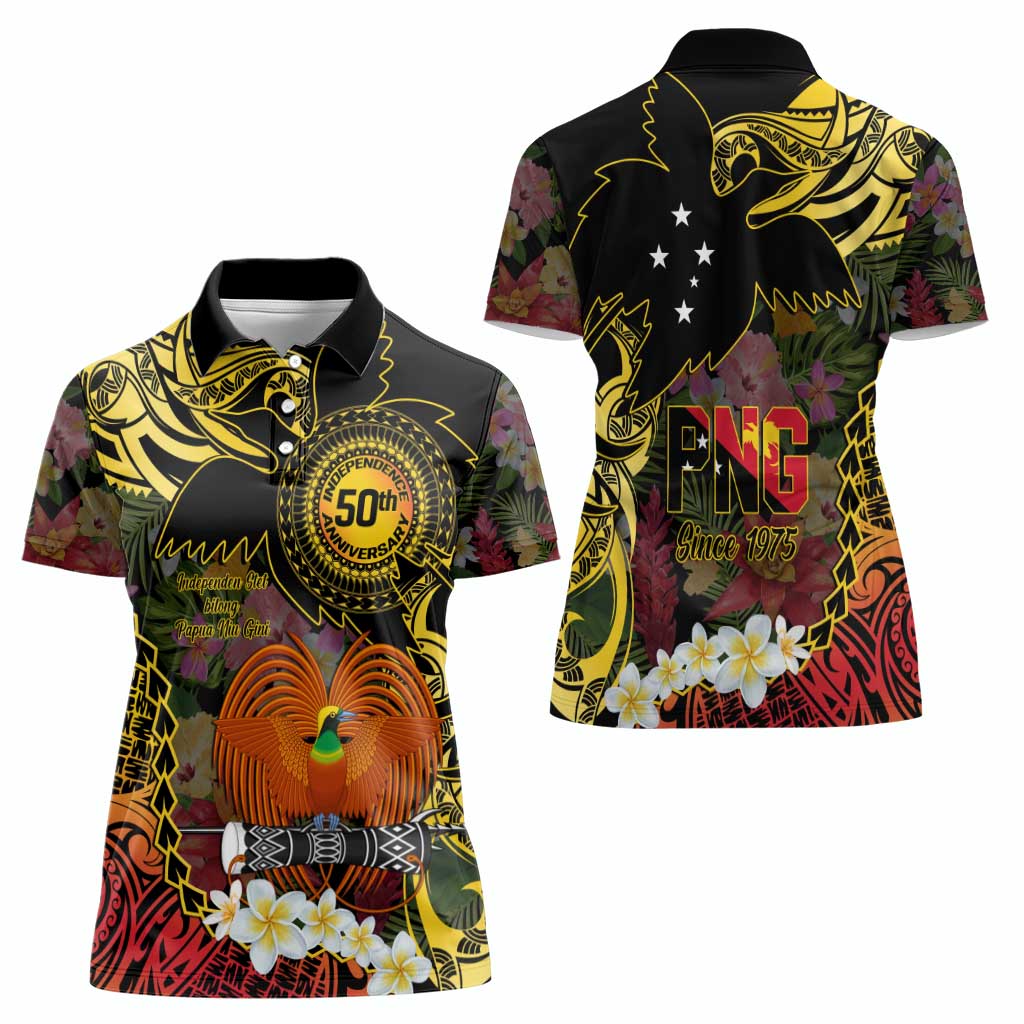 Papua New Guinea 50th Independence Anniversary Women Polo Shirt Independen Stet bilong Papua Niu Gini LT14 - Polynesian Pride