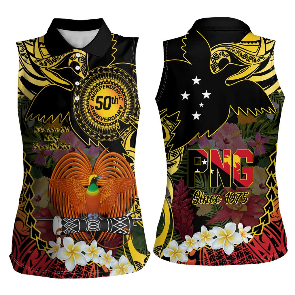 Papua New Guinea 50th Independence Anniversary Women Sleeveless Polo Shirt Independen Stet bilong Papua Niu Gini LT14 - Polynesian Pride