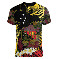 Papua New Guinea 50th Independence Anniversary Women V-Neck T-Shirt Independen Stet bilong Papua Niu Gini LT14 - Polynesian Pride