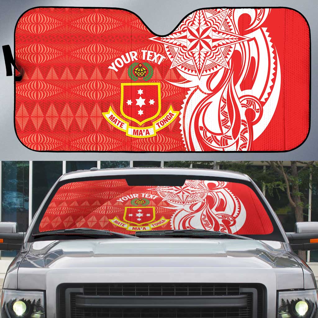 Personalised Kolisi Tonga Auto Sun Shade Mate Maa Tonga Ngatu Pattern - Polynesian Pride