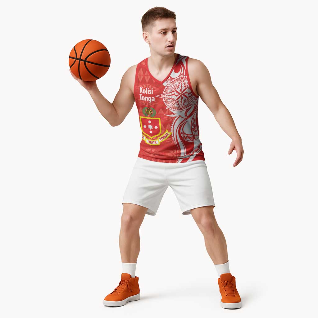 Personalised Kolisi Tonga Basketball Jersey Mate Maa Tonga Ngatu Pattern - Polynesian Pride