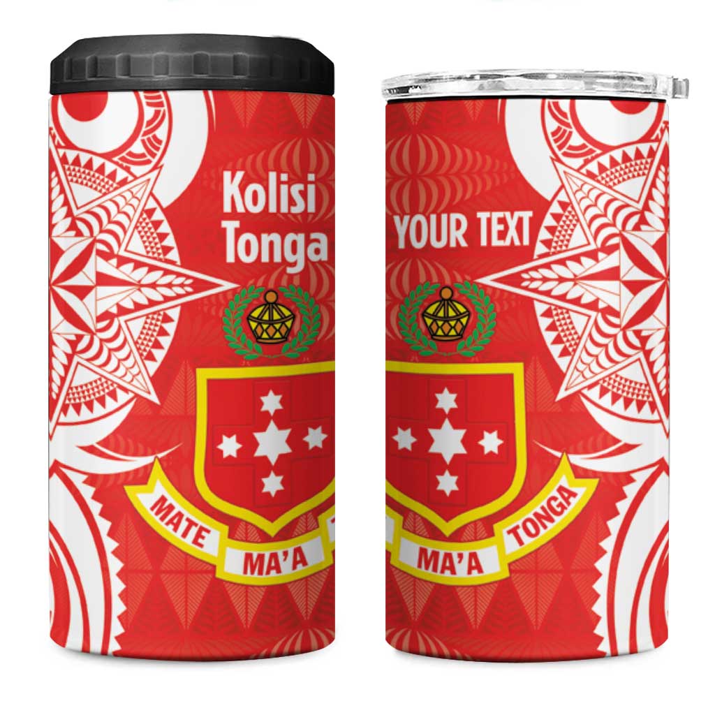 Personalised Kolisi Tonga 4 in 1 Can Cooler Tumbler Mate Maa Tonga Ngatu Pattern - Polynesian Pride
