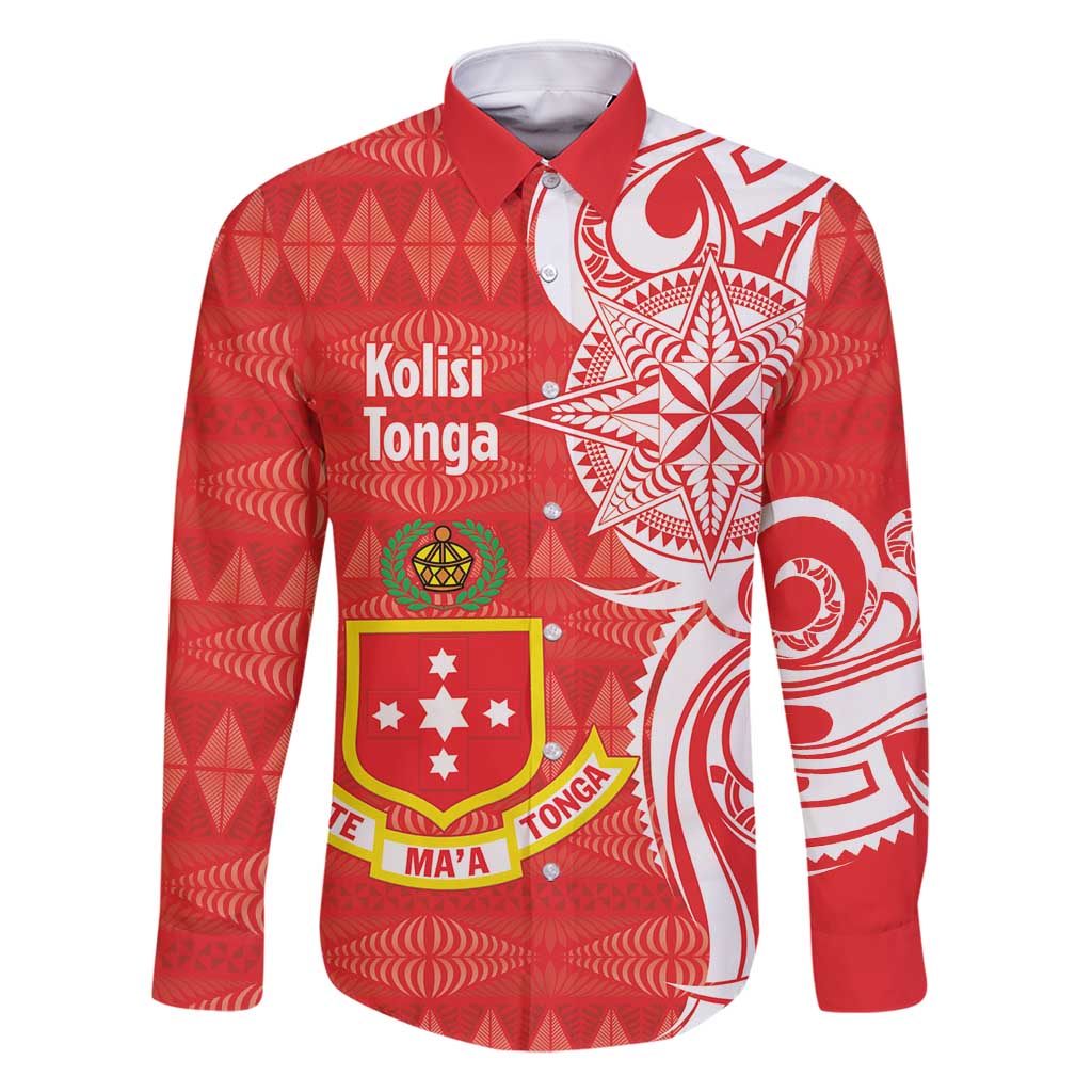 Personalised Kolisi Tonga Family Matching Long Sleeve Bodycon Dress and Hawaiian Shirt Mate Maa Tonga Ngatu Pattern - Polynesian Pride
