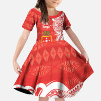 Personalised Kolisi Tonga Family Matching Off The Shoulder Long Sleeve Dress and Hawaiian Shirt Mate Maa Tonga Ngatu Pattern - Polynesian Pride