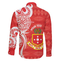 Personalised Kolisi Tonga Family Matching Off The Shoulder Long Sleeve Dress and Hawaiian Shirt Mate Maa Tonga Ngatu Pattern - Polynesian Pride
