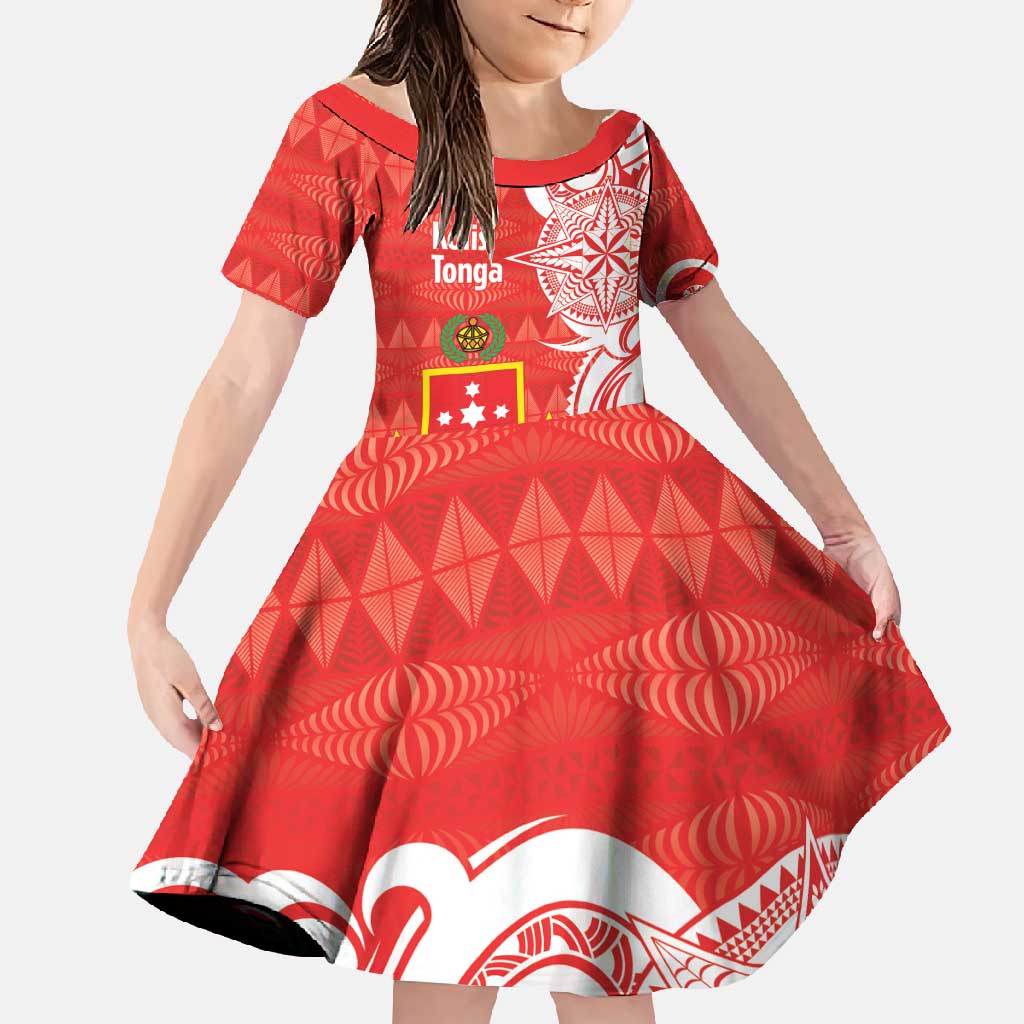 Personalised Kolisi Tonga Family Matching Off Shoulder Maxi Dress and Hawaiian Shirt Mate Maa Tonga Ngatu Pattern - Polynesian Pride