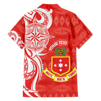 Personalised Kolisi Tonga Family Matching Off Shoulder Maxi Dress and Hawaiian Shirt Mate Maa Tonga Ngatu Pattern - Polynesian Pride