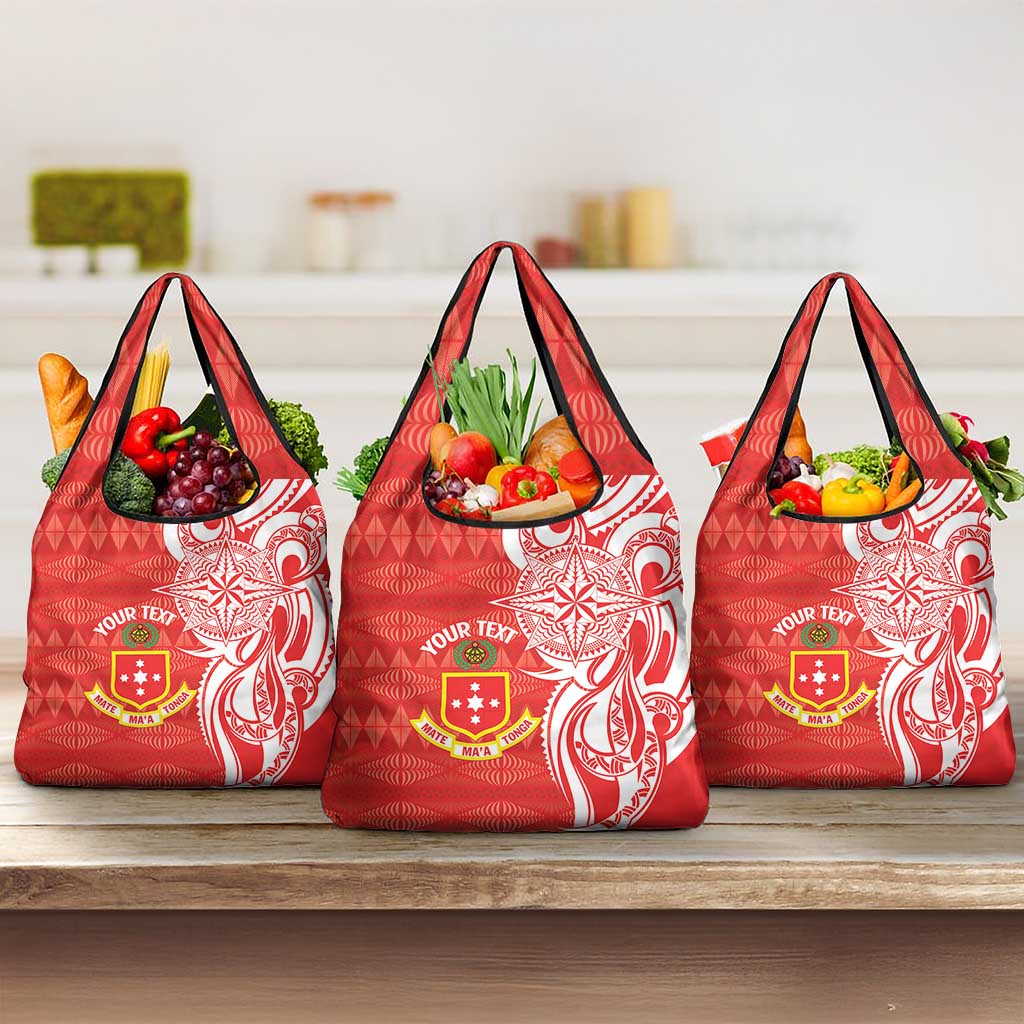 Personalised Kolisi Tonga Grocery Bag Mate Maa Tonga Ngatu Pattern - Polynesian Pride