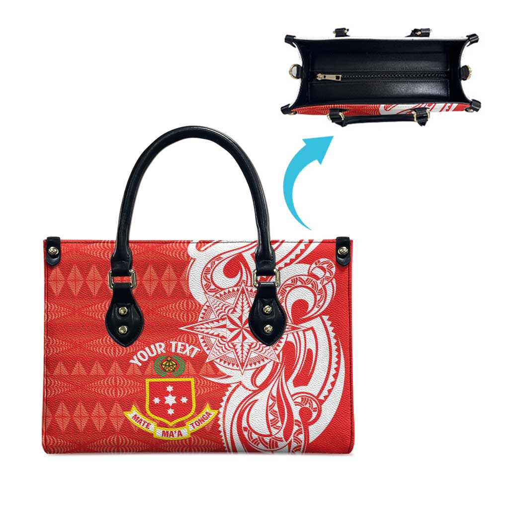 Personalised Kolisi Tonga Leather Bag Mate Maa Tonga Ngatu Pattern - Polynesian Pride