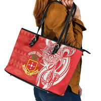 Personalised Kolisi Tonga Leather Tote Bag Mate Maa Tonga Ngatu Pattern - Polynesian Pride