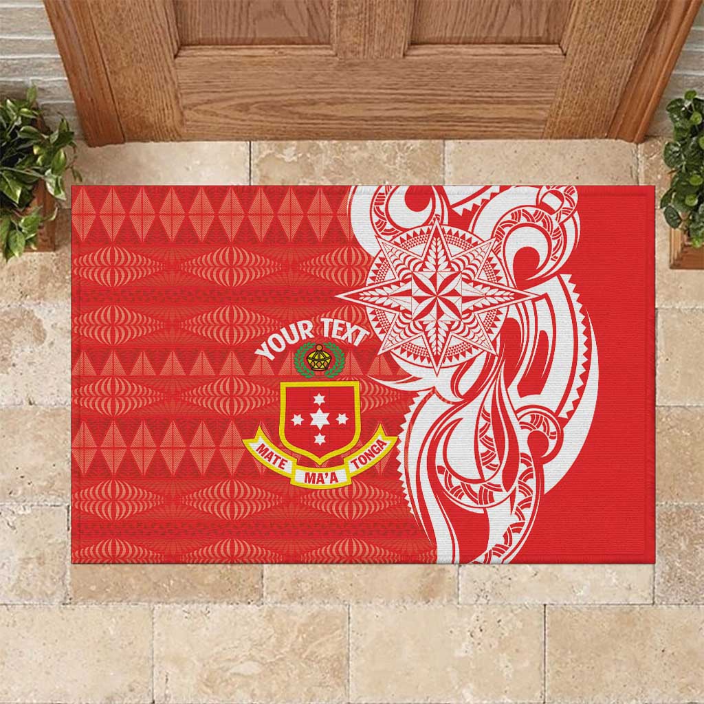 Personalised Kolisi Tonga Rubber Doormat Mate Maa Tonga Ngatu Pattern - Polynesian Pride