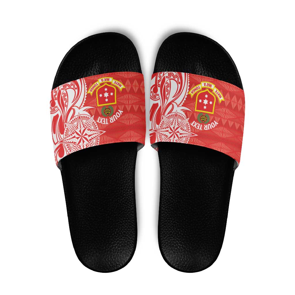 Personalised Kolisi Tonga Slide Sandals Mate Maa Tonga Ngatu Pattern - Polynesian Pride