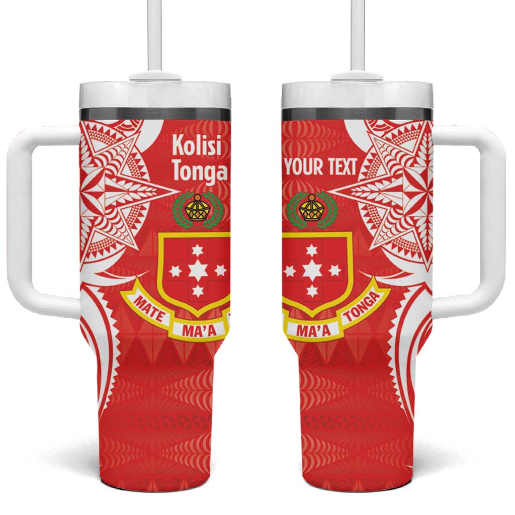 Personalised Kolisi Tonga Tumbler With Handle Mate Maa Tonga Ngatu Pattern - Polynesian Pride