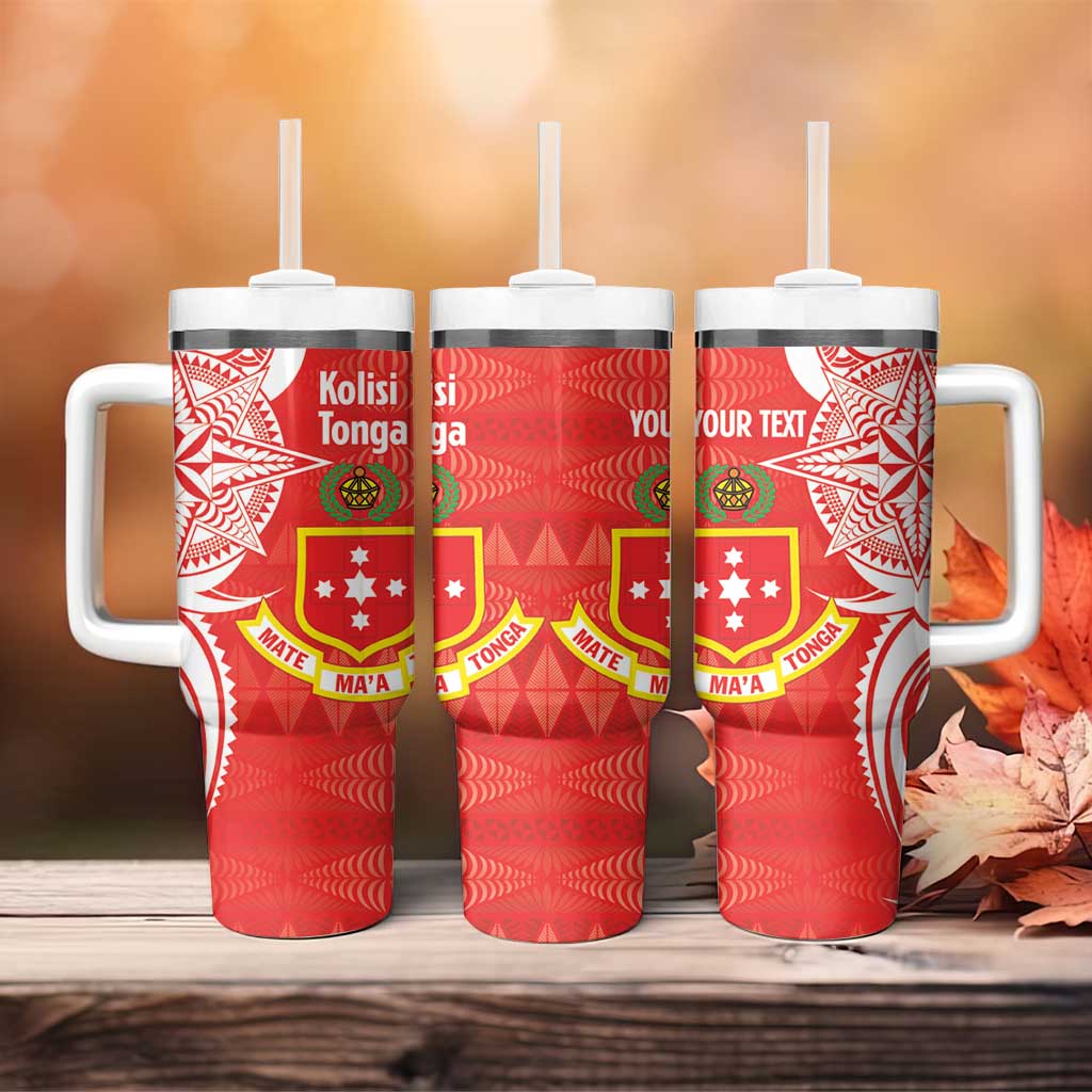 Personalised Kolisi Tonga Tumbler With Handle Mate Maa Tonga Ngatu Pattern - Polynesian Pride