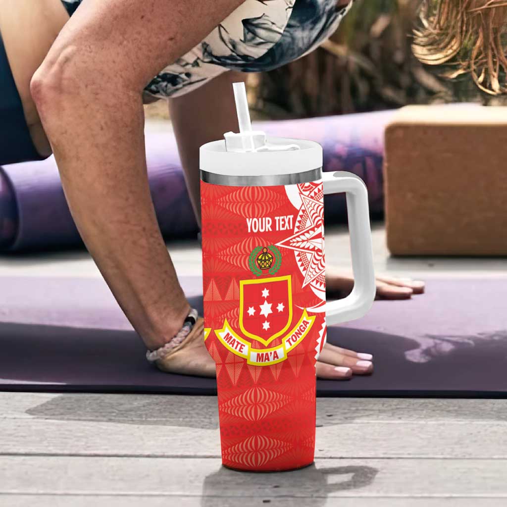 Personalised Kolisi Tonga Tumbler With Handle Mate Maa Tonga Ngatu Pattern - Polynesian Pride