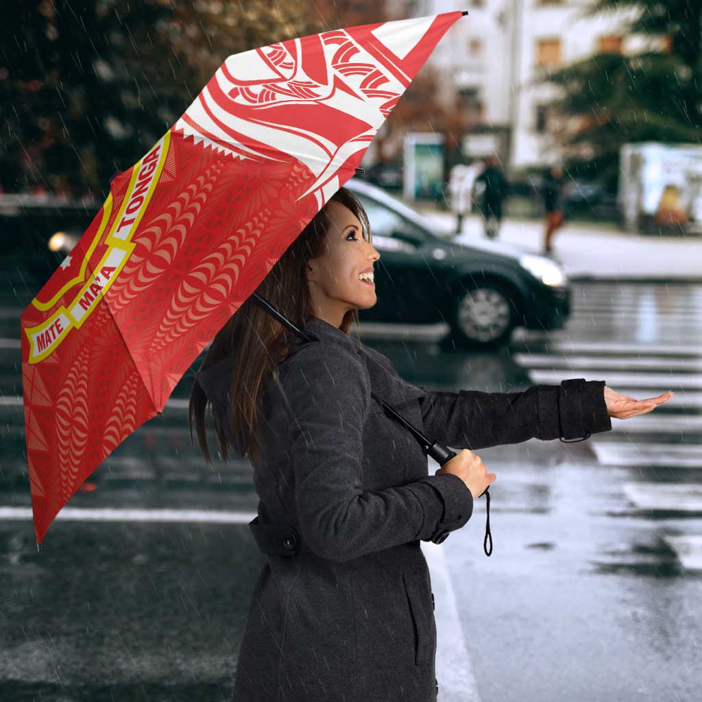 Personalised Kolisi Tonga Umbrella Mate Maa Tonga Ngatu Pattern - Polynesian Pride