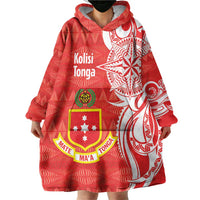 Personalised Kolisi Tonga Wearable Blanket Hoodie Mate Maa Tonga Ngatu Pattern LT14 - Polynesian Pride
