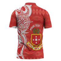 Personalised Kolisi Tonga Zipper Polo Shirt Mate Maa Tonga Ngatu Pattern - Polynesian Pride