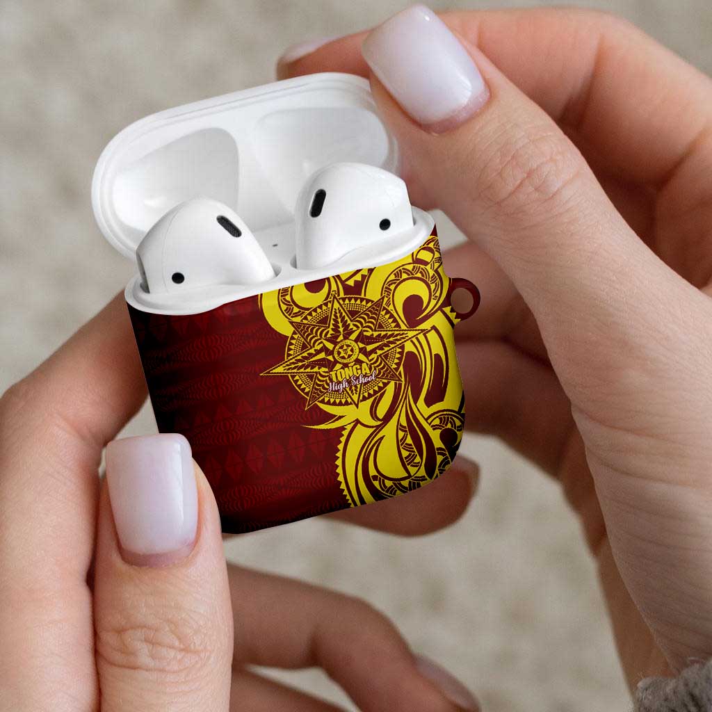 Personalised Tonga High School AirPods Case THS Tongan Ngatu Pattern - Polynesian Pride