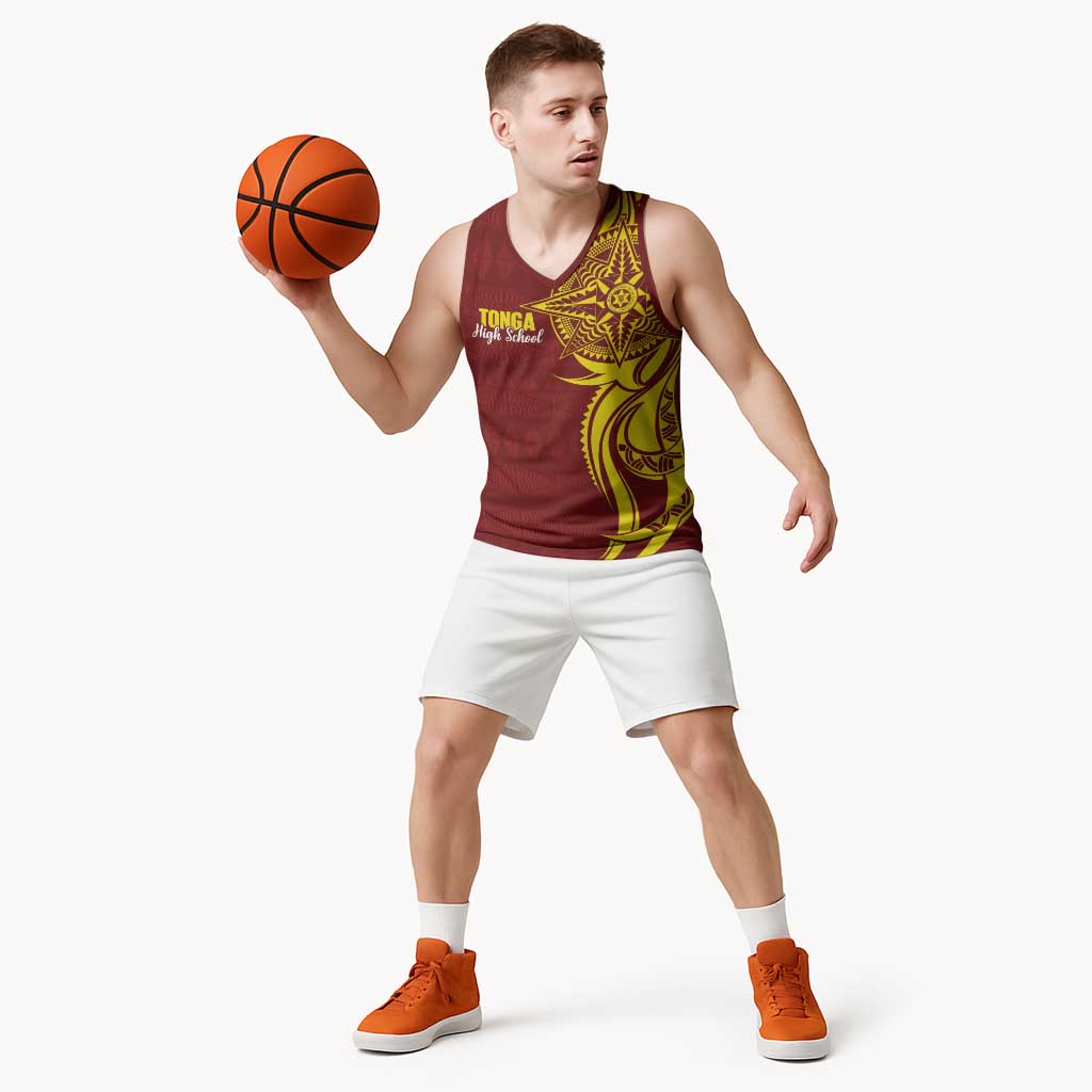 Personalised Tonga High School Basketball Jersey THS Tongan Ngatu Pattern - Polynesian Pride