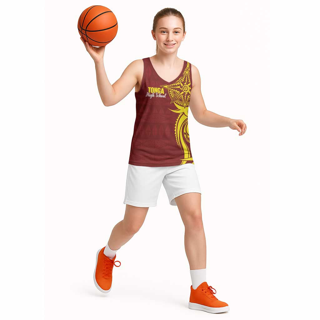 Personalised Tonga High School Basketball Jersey THS Tongan Ngatu Pattern - Polynesian Pride