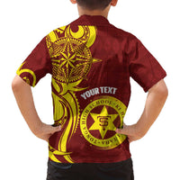 Personalised Tonga High School Family Matching Off The Shoulder Long Sleeve Dress and Hawaiian Shirt THS Tongan Ngatu Pattern - Polynesian Pride
