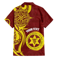 Personalised Tonga High School Family Matching Off Shoulder Maxi Dress and Hawaiian Shirt THS Tongan Ngatu Pattern - Polynesian Pride