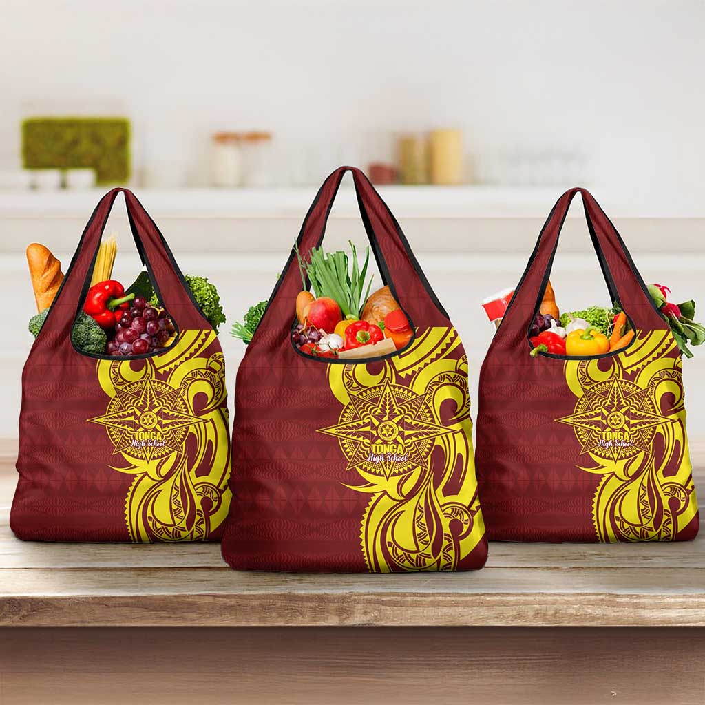 Personalised Tonga High School Grocery Bag THS Tongan Ngatu Pattern - Polynesian Pride