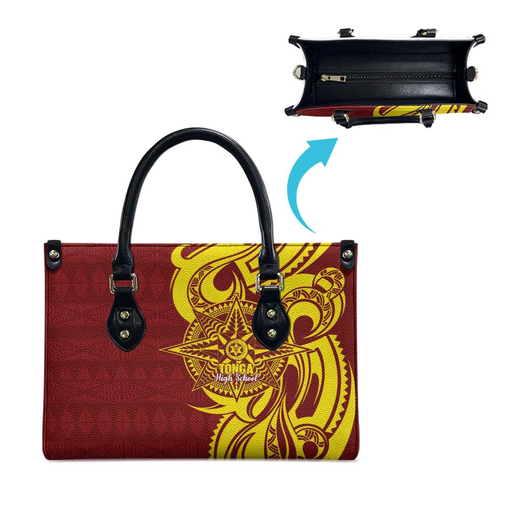 Personalised Tonga High School Leather Bag THS Tongan Ngatu Pattern - Polynesian Pride