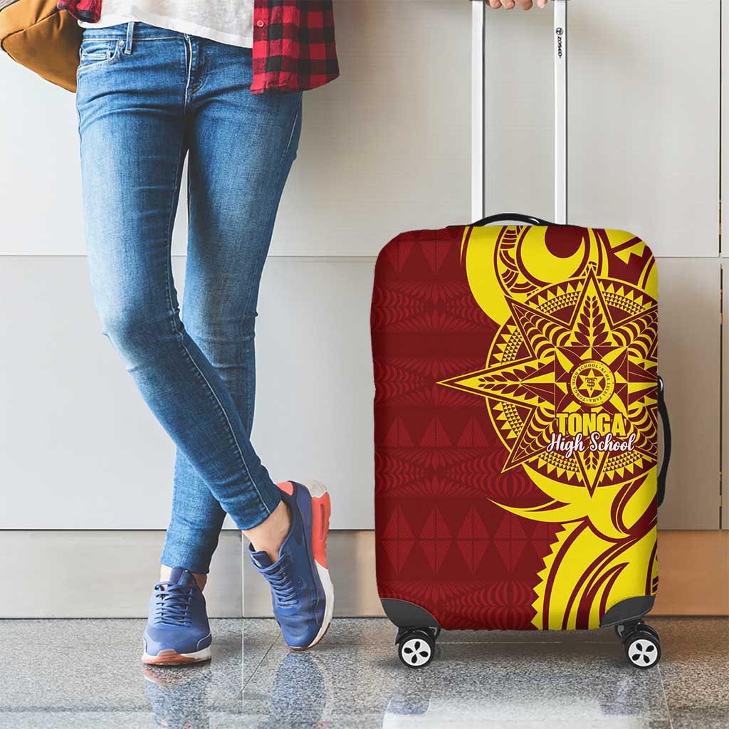 Personalised Tonga High School Luggage Cover THS Tongan Ngatu Pattern - Polynesian Pride