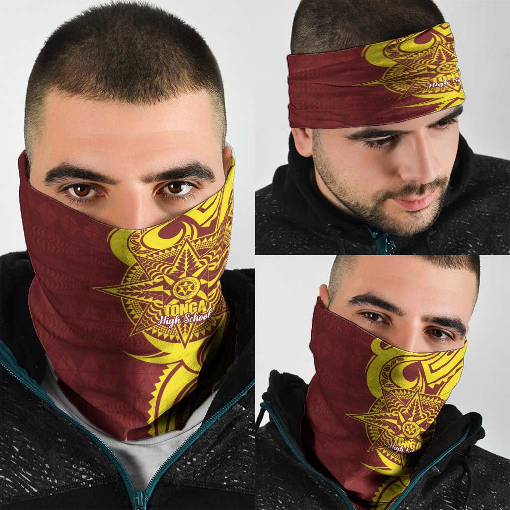 Personalised Tonga High School Neck Gaiter THS Tongan Ngatu Pattern - Polynesian Pride