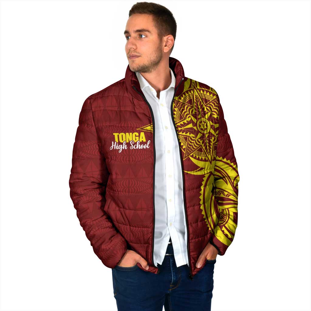 Personalised Tonga High School Padded Jacket THS Tongan Ngatu Pattern - Polynesian Pride
