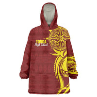 Personalised Tonga High School Wearable Blanket Hoodie THS Tongan Ngatu Pattern LT14 One Size Maroon - Polynesian Pride