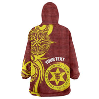 Personalised Tonga High School Wearable Blanket Hoodie THS Tongan Ngatu Pattern LT14 - Polynesian Pride