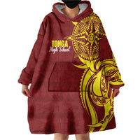 Personalised Tonga High School Wearable Blanket Hoodie THS Tongan Ngatu Pattern LT14 - Polynesian Pride