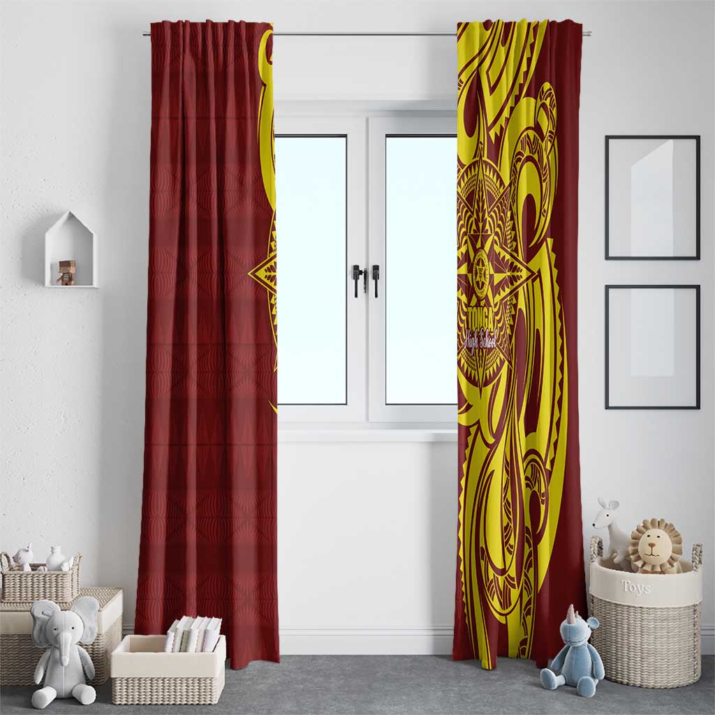 Personalised Tonga High School Window Curtain THS Tongan Ngatu Pattern - Polynesian Pride