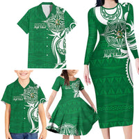 Personalised Liahona - Saineha High School Family Matching Long Sleeve Bodycon Dress and Hawaiian Shirt Tongan Ngatu Pattern LT14 - Polynesian Pride