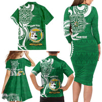 Personalised Liahona - Saineha High School Family Matching Long Sleeve Bodycon Dress and Hawaiian Shirt Tongan Ngatu Pattern LT14 - Polynesian Pride