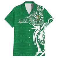 Personalised Liahona - Saineha High School Family Matching Long Sleeve Bodycon Dress and Hawaiian Shirt Tongan Ngatu Pattern LT14 Dad's Shirt - Short Sleeve Green - Polynesian Pride