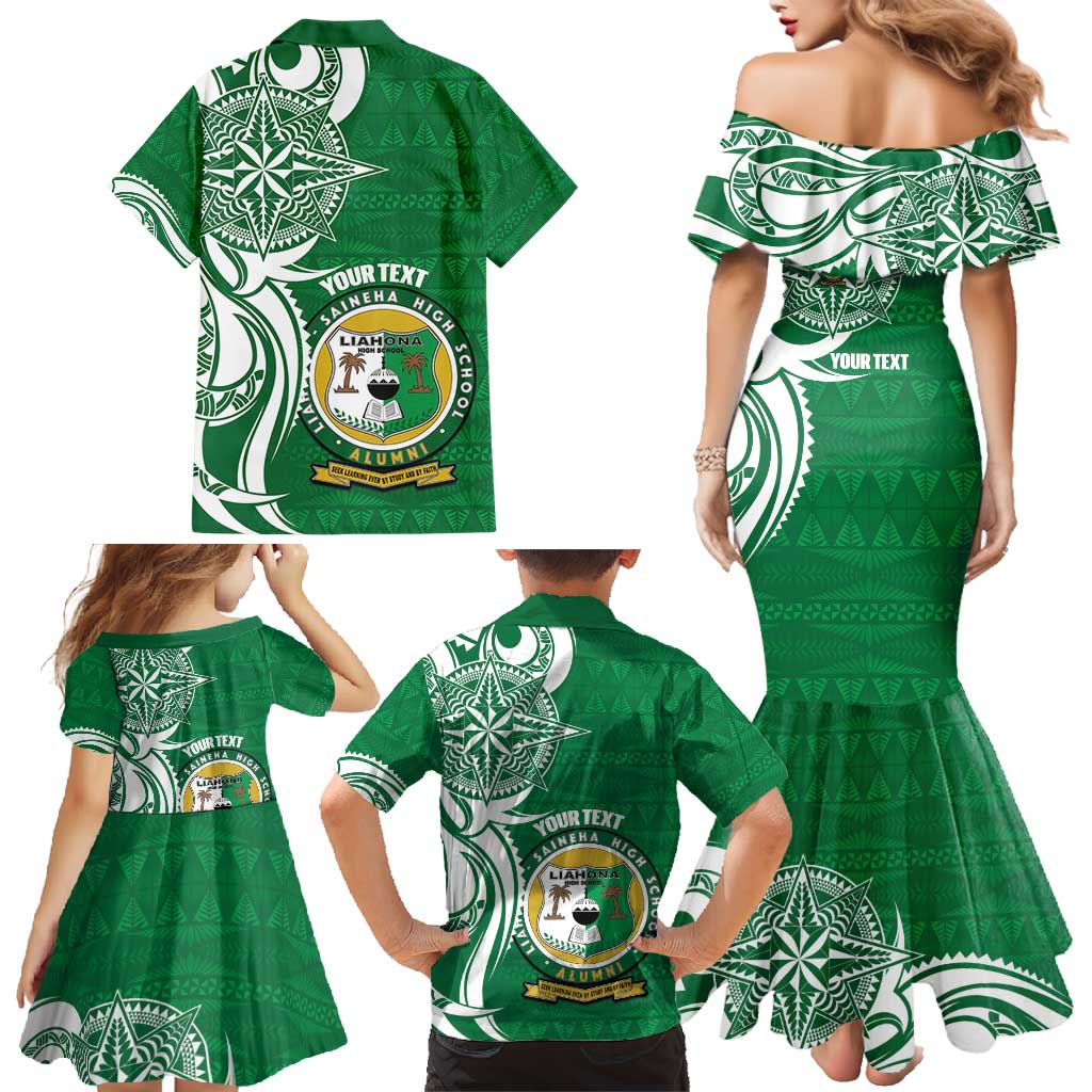 Personalised Liahona - Saineha High School Family Matching Mermaid Dress and Hawaiian Shirt Tongan Ngatu Pattern LT14 - Polynesian Pride