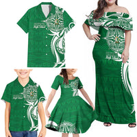 Personalised Liahona - Saineha High School Family Matching Off Shoulder Maxi Dress and Hawaiian Shirt Tongan Ngatu Pattern LT14 - Polynesian Pride