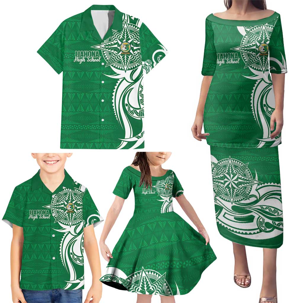 Personalised Liahona - Saineha High School Family Matching Puletasi and Hawaiian Shirt Tongan Ngatu Pattern - Polynesian Pride