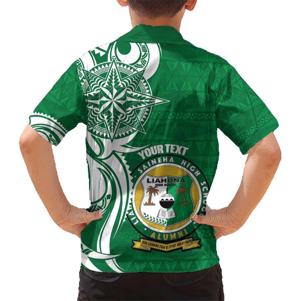 Personalised Liahona - Saineha High School Family Matching Short Sleeve Bodycon Dress and Hawaiian Shirt Tongan Ngatu Pattern LT14 - Polynesian Pride