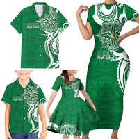 Personalised Liahona - Saineha High School Family Matching Short Sleeve Bodycon Dress and Hawaiian Shirt Tongan Ngatu Pattern LT14 - Polynesian Pride
