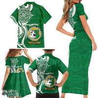 Personalised Liahona - Saineha High School Family Matching Short Sleeve Bodycon Dress and Hawaiian Shirt Tongan Ngatu Pattern LT14 - Polynesian Pride