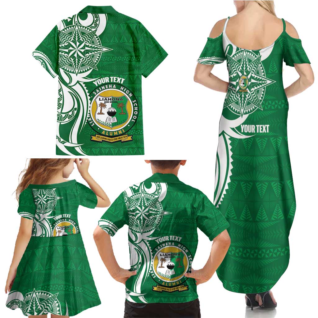 Personalised Liahona - Saineha High School Family Matching Summer Maxi Dress and Hawaiian Shirt Tongan Ngatu Pattern LT14 - Polynesian Pride